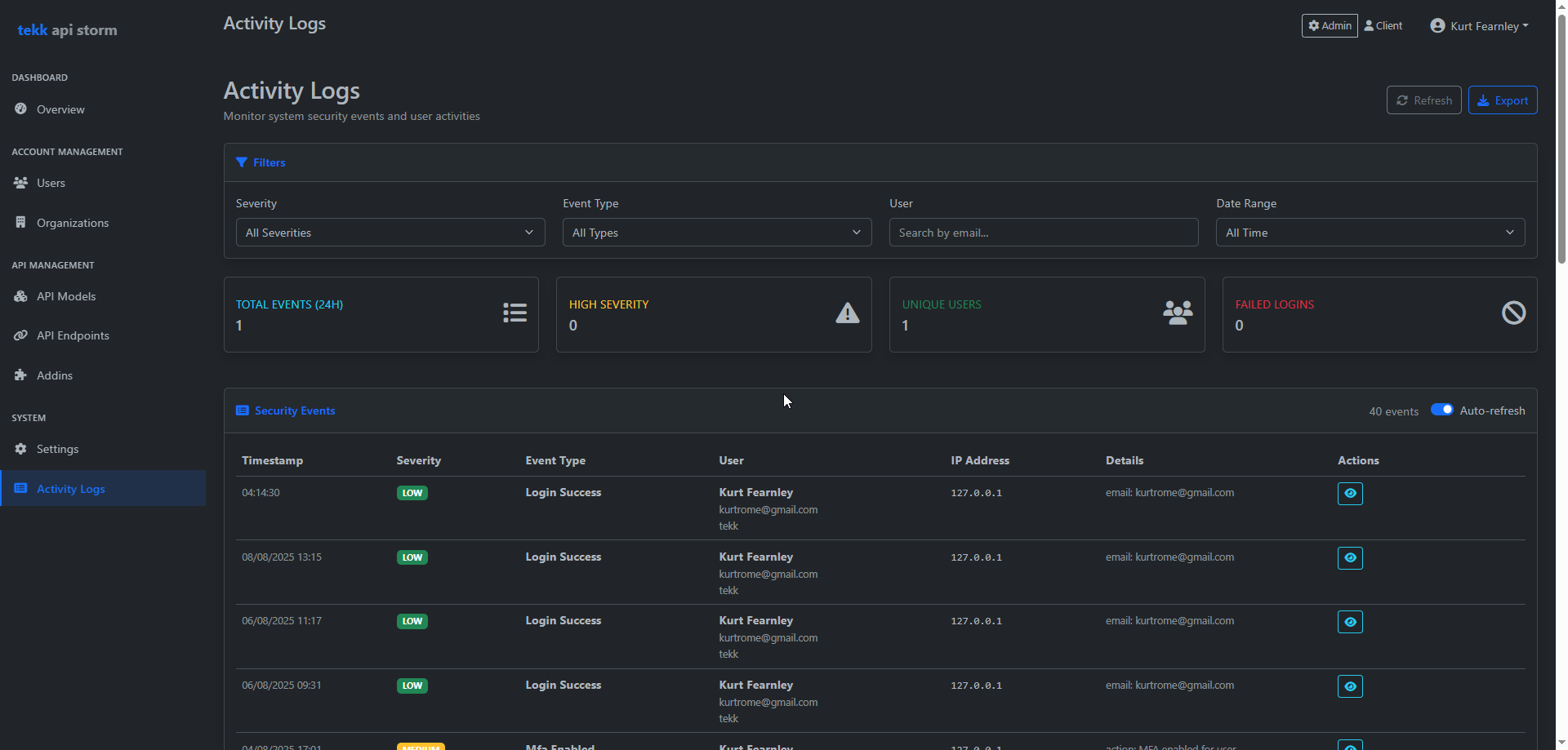 API Storm Security Dashboard